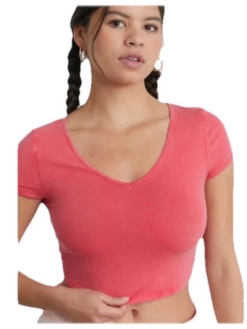 Est.Pac.1980 Pacsun Women's Red V-Neck Short Cap Sleeve Crop Top Summer Beach S.
